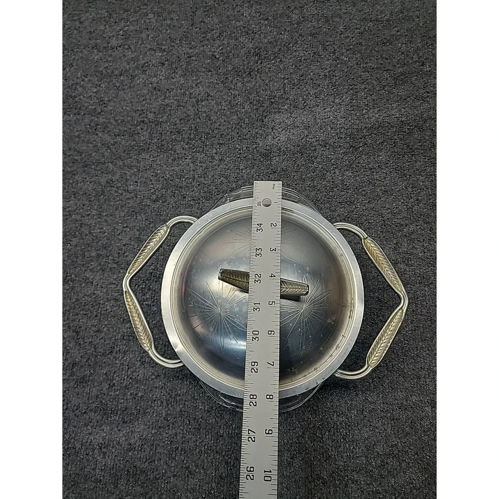 Vintage Pyrex Casserole Dish Atomic  Aluminum Holder Cradle & Lid 1.5 Qt E1